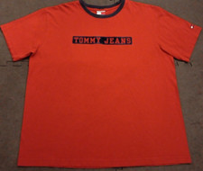 Vtg Men's Lg Tommy Jeans Red Raised Felt Spellout T Shirt