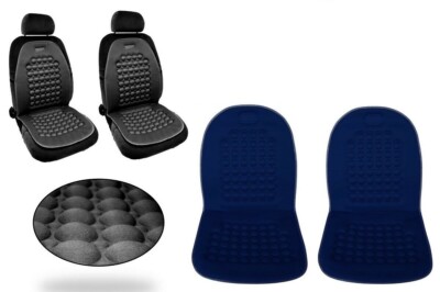 x 2er Set Universal Autositzbezüge Rückenlehnen Massagekugeln AntiStress Blau
