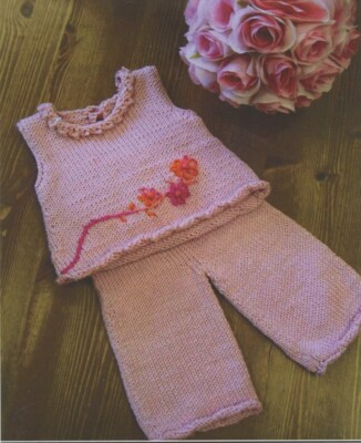 Lisa Ellis Designs Knitting Pattern -Summer Cotton Pantsuit Newborn-2T Easy Knit