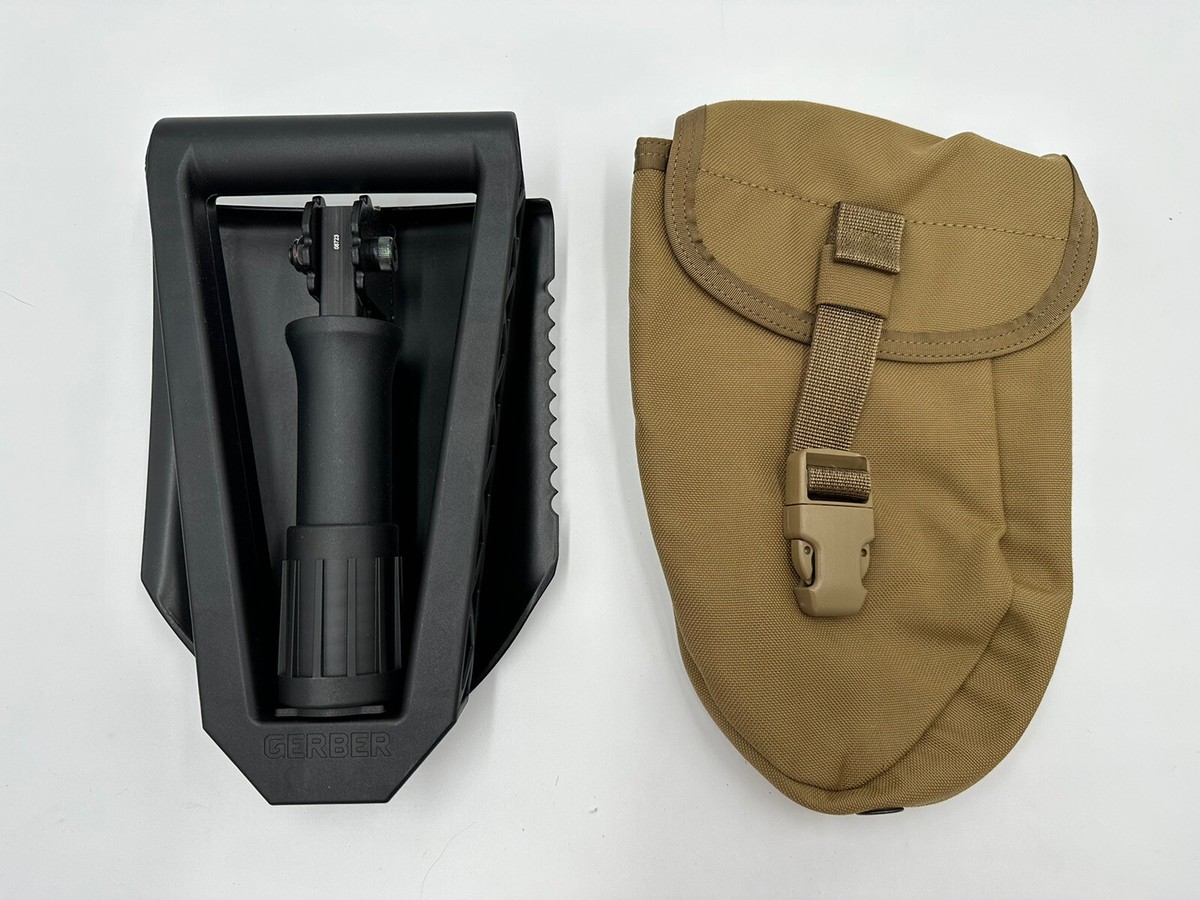 NEW! USMC Gerber Intrenching E-Tool Trifold Shovel w Pouch Coyote