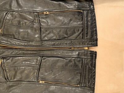 Vintage 70's Black lined Lesco Leather Jacket size 10-12 14 retro