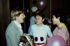 GIRL WEARING GHOST FACE CORSETT? AT HALLOWEEN PARTY 1977 PHOTO SLIDE