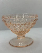 Vintage Pink Sherbet Depression Glass Buttons and Bows Pattern Jeanette Glass Co