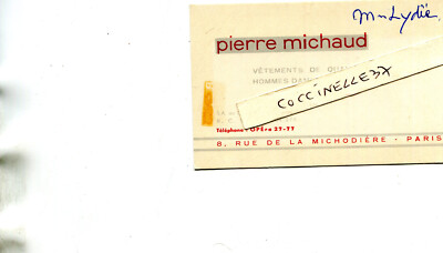 Karte Pub von Pierre MICHAUD Kleidung 8 rue de la Michodière PARIS Oper 27 77