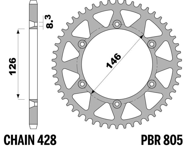 Pignon aluminium standard PBR 428 avec usinage CNC de haute précision