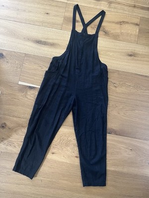 Urban Outfitters Jumpsuit Overalls Linen Viscose Size Xsmall Straight Leg Black