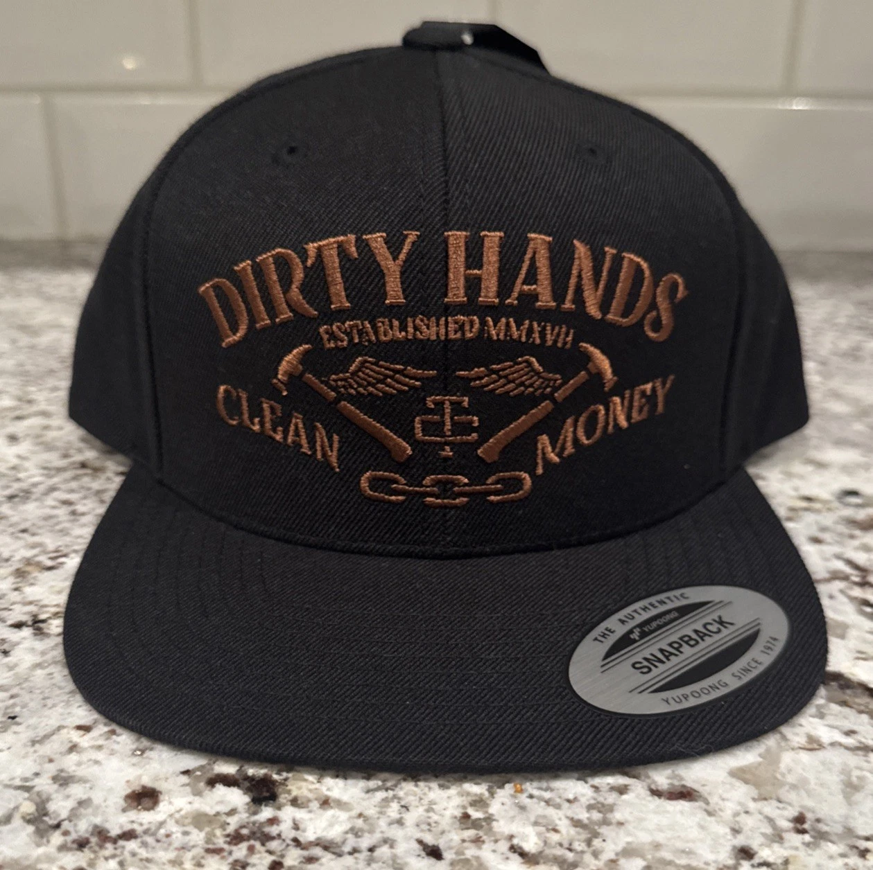 Dirty Hands Clean Money Catina Full Snapback Hat Cap Adjustable Troll Black
