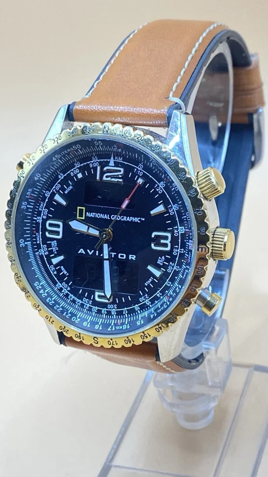 National Geographic World Time Traveler funciona muy bien. batería nueva cristal mineral Foto 3 de 4