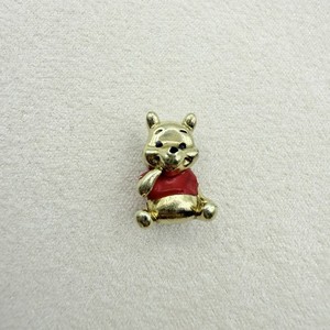 Authentic Pandora Disney Winnie the Pooh Bear Bead Charm 14k Gold Plated Red Enamel