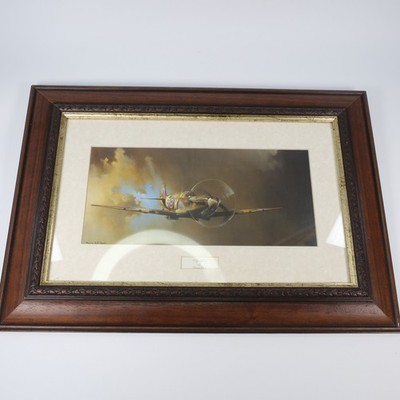 Barrie Clark Spitfire gerahmter Druck Bild Luftfahrt Wandbild 52 cm x 36,5 cm
