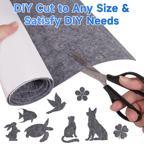 2 Metre X 1 Metre Wide Roll Of Grey STICKY BACK SELF ADHESIVE FELT / BAIZE - Picture 2 of 12