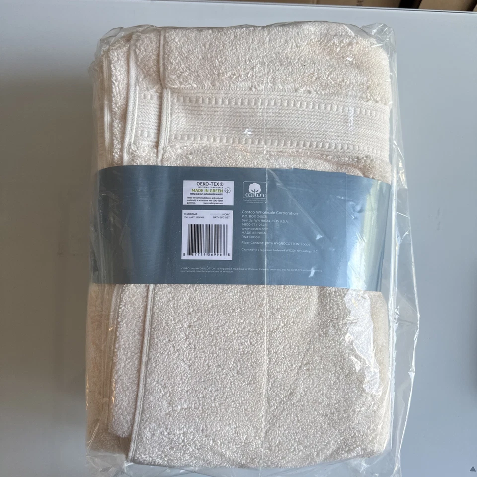 Charisma Luxo Toalha de Banho Macia Hygro 100% Algodão Marfim Conjunto de 2 Peças 30x58 NOVO - Imagem 2 de 3