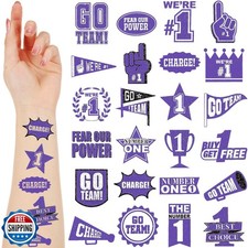 Landhoow 240 Pcs Purple Team Spirit Tattoos Temporary Glitter Go Team Tattoos