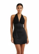 MESHKI Richelle Satin Mini Dress - Black