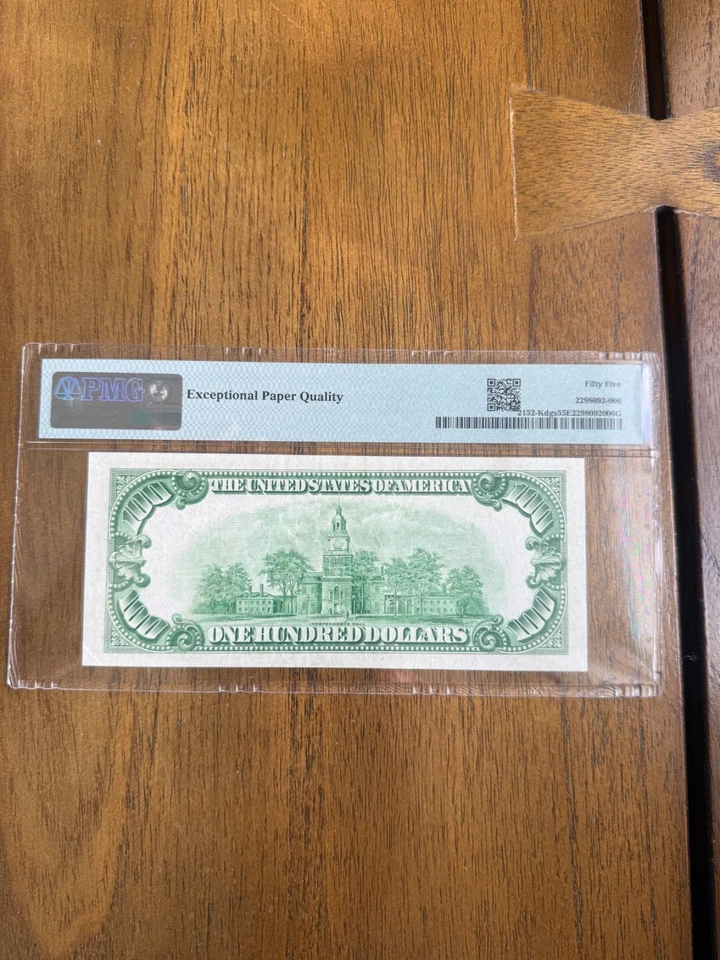 1934 $100 Federal Reserve Note FR# 2152 | Julian Morgenthau PMG 55 EPQ Dallas - Image 3 of 4