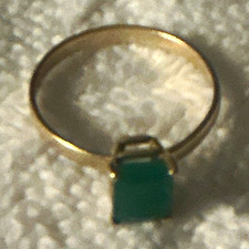 Solid 14k Yellow Gold, Natural Zambian Emerald Ring Size 7