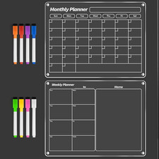 Magnetic Calendar, Fridge Magnets for Whiteboard Dry Erase, 2 Pcs