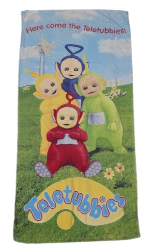 Vintage Teletubbies Here Comes Beach Bath Towel Vintage Jay Franco 90s PBS