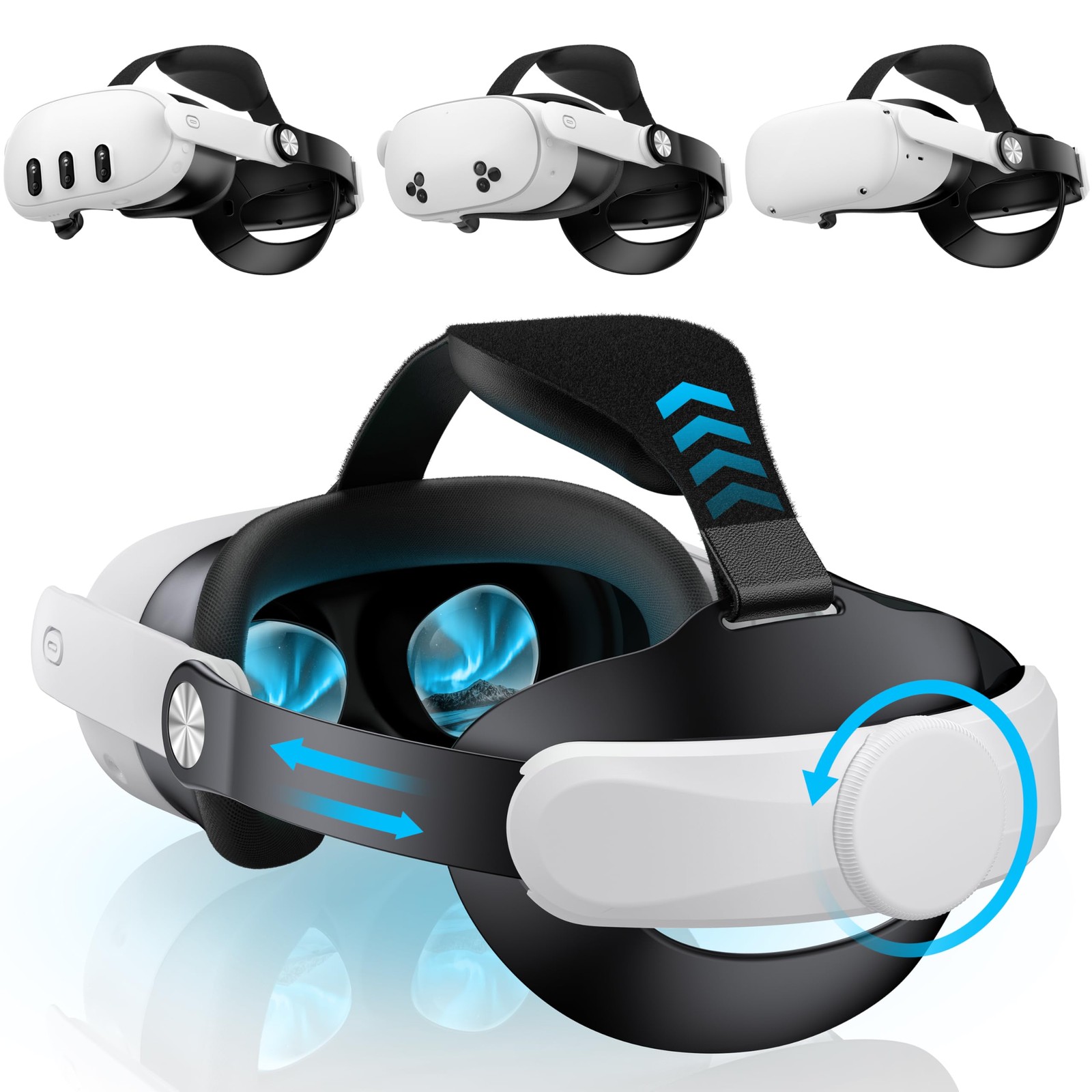 Bandeau Meta Quest 3 et 2 ergonomique | Sangle VR réglable à 45 degrés avec fixation magnétique