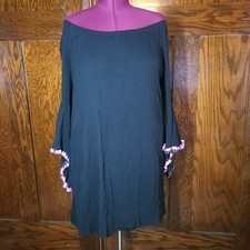 EST. 1946 Woman’s Dress Black Belle Sleeves Tassels Size 18/20W