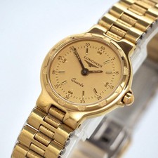 Longines Quartz Women's 22 mm Analog Gold Dial Battery Powered Wristwatch