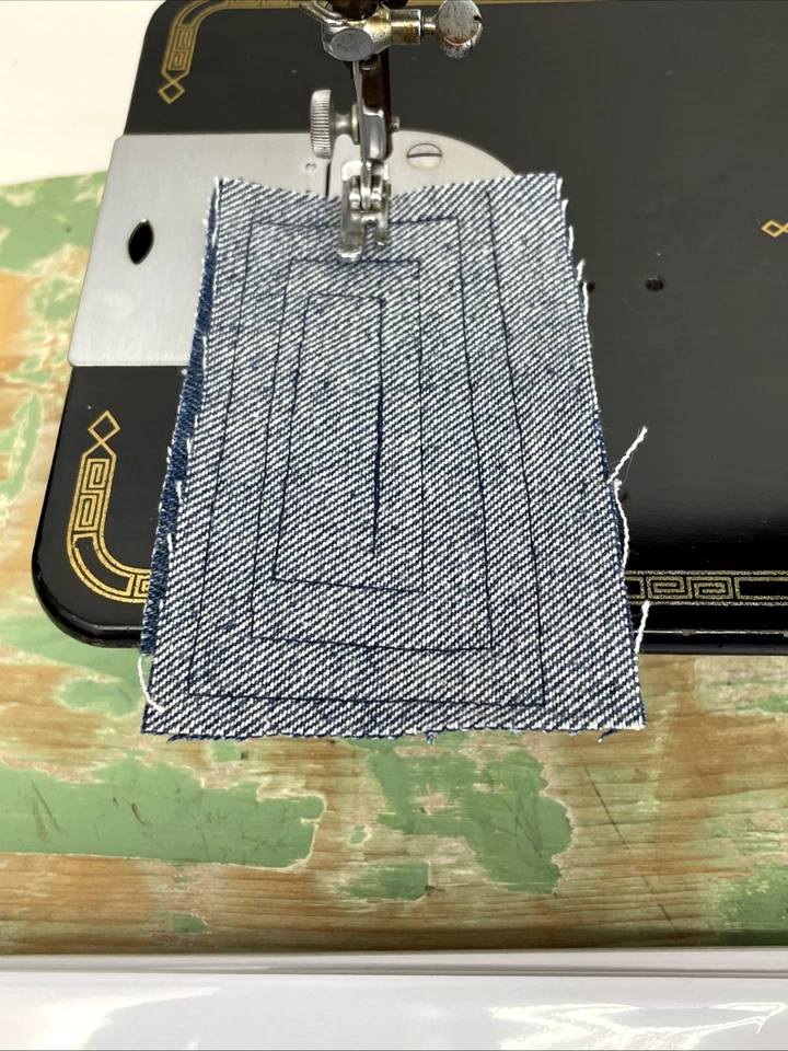 Máquina de coser Singer 201-2 de colección resistente reparada de mezclilla de accionamiento directo, cuero+ Foto 3 de 4