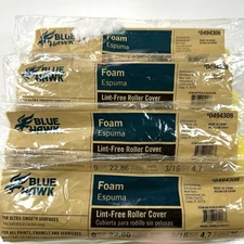 Blue Hawk 9 inch Foam Lint-Free Roller Cover For Ultra-Smooth Surfaces, Lot Of 4