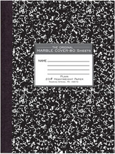 80 Sheets Plain Unruled Hard Cover Marble Composition Notebook,