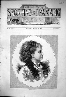 Original alter antiker Druck 1876 Portrait Miss Blanche Cole schöne Frau 19.