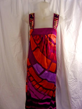 Anthropologie A Common Thread Silk Abstract Embroidered Straps Sun Dress (P) Y2K