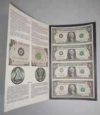 1993 1 Sheet Uncut $1 Bills Bureau of Engraving & Printing 