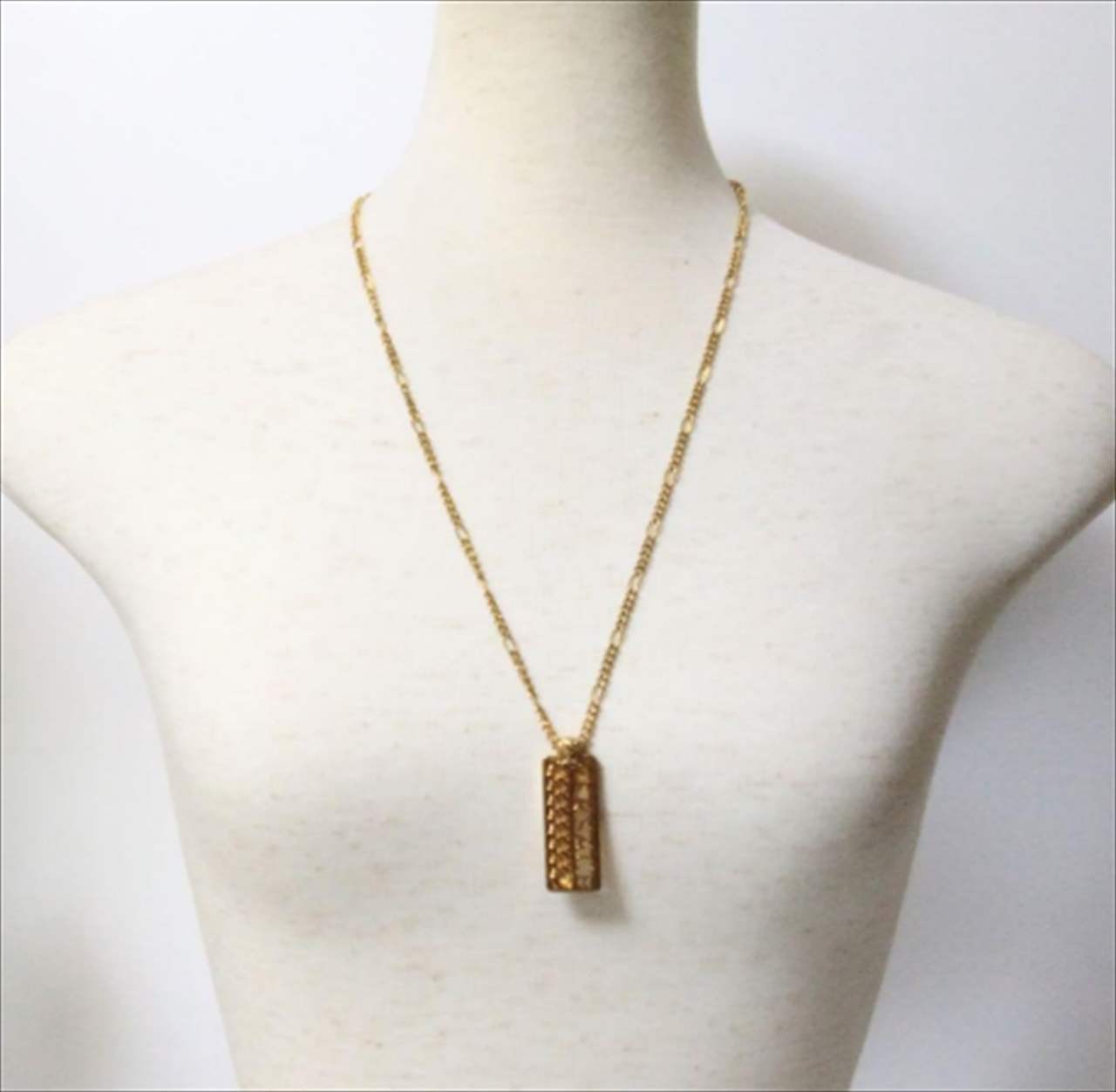 Versace Rectangular Logo Pendant Necklace Gold Le… - image 4