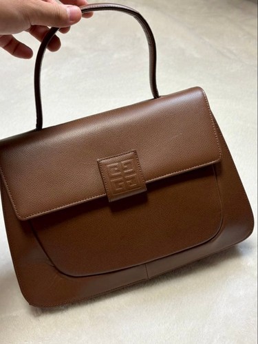 GIVENCHY Hand Bag Tote Purse 4G Brown Authentic