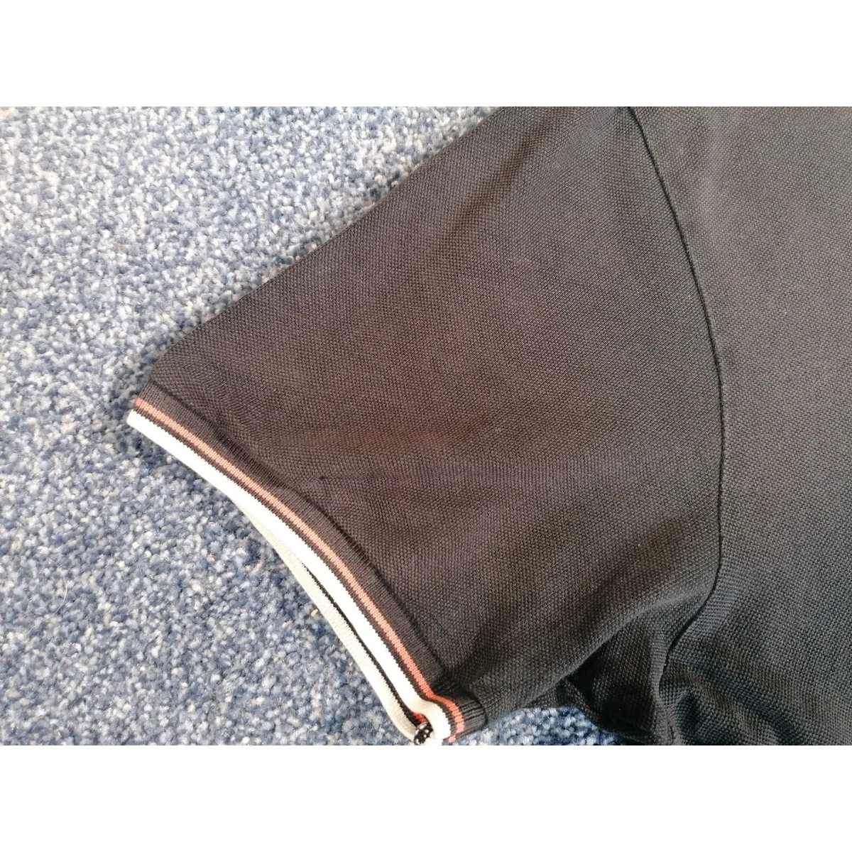 Carhartt Polo Negro Pequeño Trabajo En Progreso Wip Manga Corta 100% Algodón