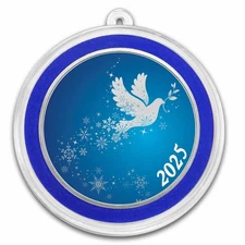 2025 1 oz Silver Colorized Round - Dove Snowflakes