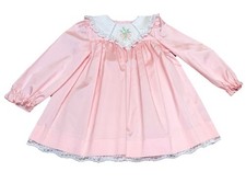 Ruth Of Carolina Vintage Pink Flower Pleated Dress Lace Trim Cottage USA Girl 4T