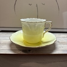 Rare Wileman Foley China, Pattern 5507 Lemon, White & Gold. 1895-1910. Duo