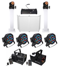 DJ Package w/Facade Totem Stands Par Lights Moving Heads Fogger Hazer Controller