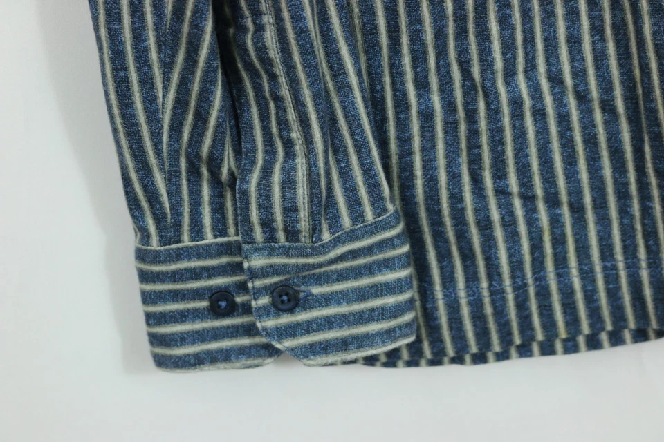 Camiseta Left Coast Pima Algodón Forma Ajuste Botón Frontal Camisa Para Hombre XL Azul Rayas Foto 4 de 4