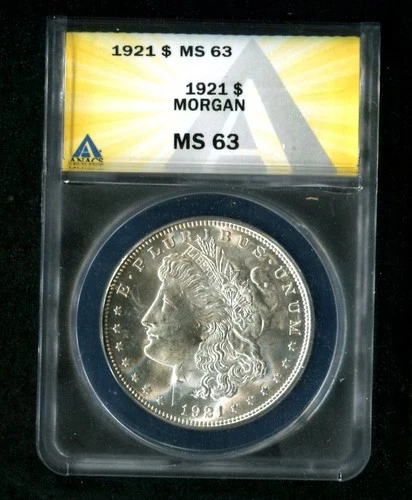 1921 $1 Morgan Silver Dollar ANACS MS 63 Great Luster!