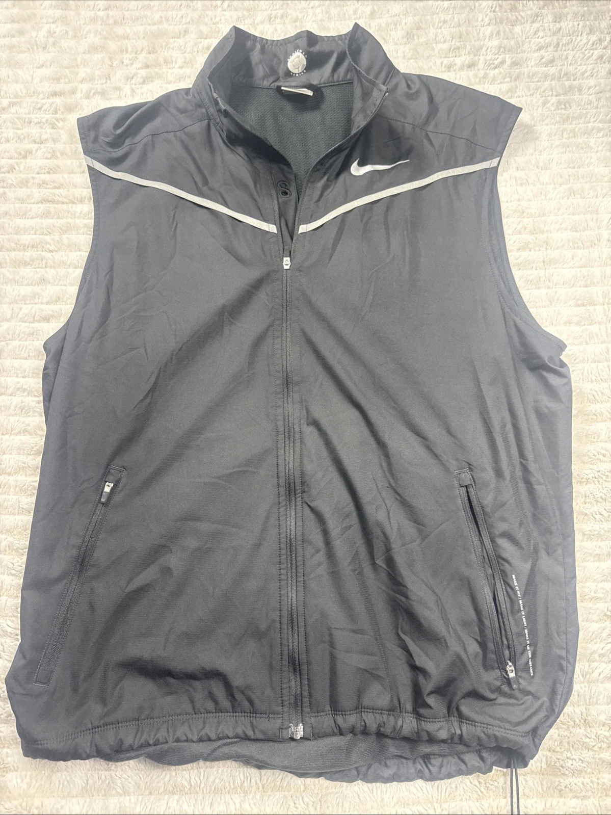 VTG Nike Athletic Black Zipped Running Vest Men Large Bowerman Series NICE