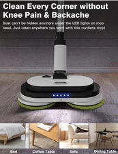 EOUS Cordless Electric Mop, Floor Cleaner with LED Headlight & Water Sprayer,