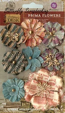 Prima Flowers 8 Flowers Stationer's Desk Collection Scrapbooking Prima Inc.NEW