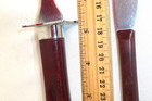 Vtg Stanhome Dark Brown Burgundy Plastic Bakelite Marbled Meat Fork  Steak Knife — photo 5