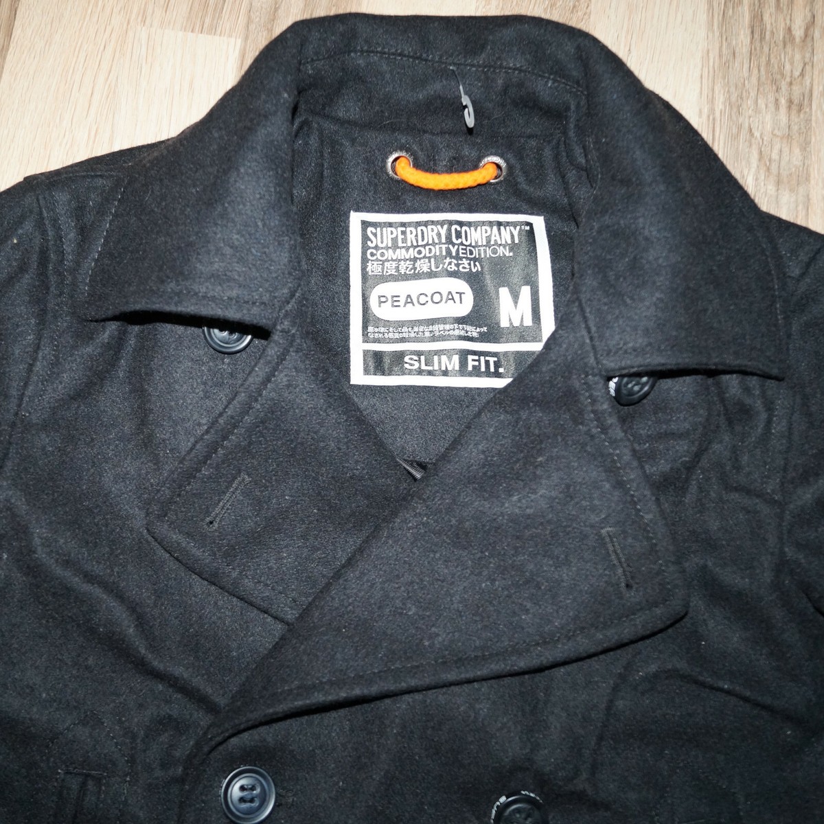 Superdry Commodity Slim Peacoat anthrazit Mantel Cabanjacke