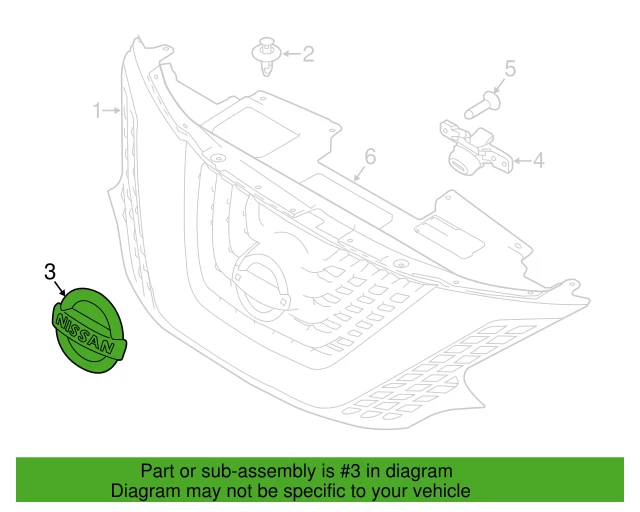 Emblema de parrilla delantera para Nissan Murano Rogue (con punto de cámara) 62890-4BA0A Foto 2 de 2