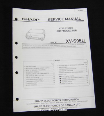 Original Sharp XV-S95U LCD Projector Service Manual