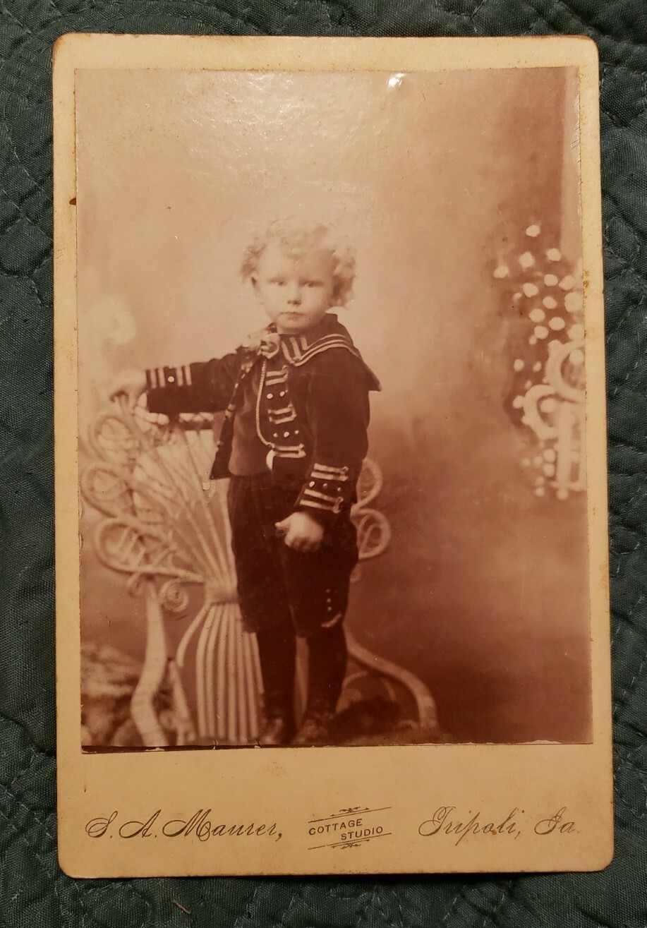 Cabinet Card- Handsome Young Boy. Nice Collectible! Tripoli, Iowa.