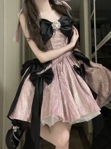 Japanese Women Princess Lolita Dress High waist bow dress Clothes - Picture 8 of 14