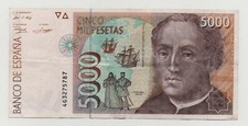 SPAIN 5000 PESETAS 1992 PICK 165 LOOK SCANS